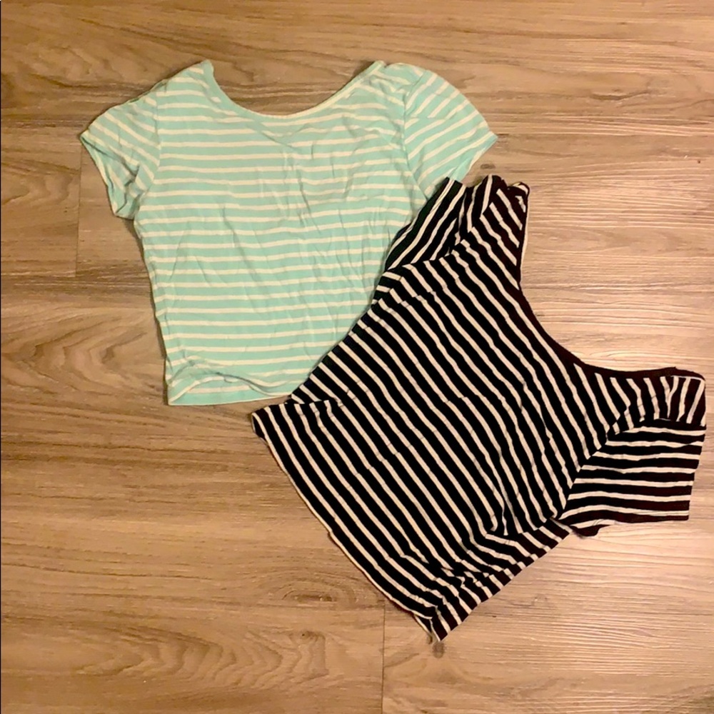 Guess M green and Guess L crop tops